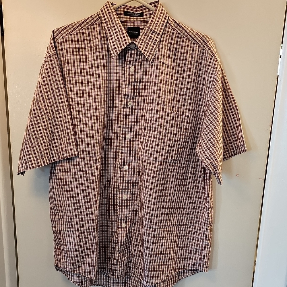 Mens Arrow Red and White Casual Button Down Shirt